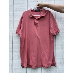 Polo Ralph Lauren Salmon Pink Shortsleeved Polo Shirt Top Large‎ L Summer